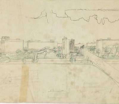 Layout of the head of the Pont de Saint Cloud, Boulogne-sur-Seine, France, 1938