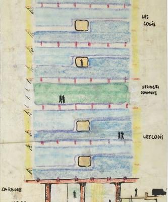 Unité d'habitation, recherches, Sans lieu, 1944