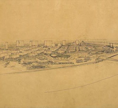Urban planning on the left bank of the Scheldt, Antwerp, Belgium, 1933