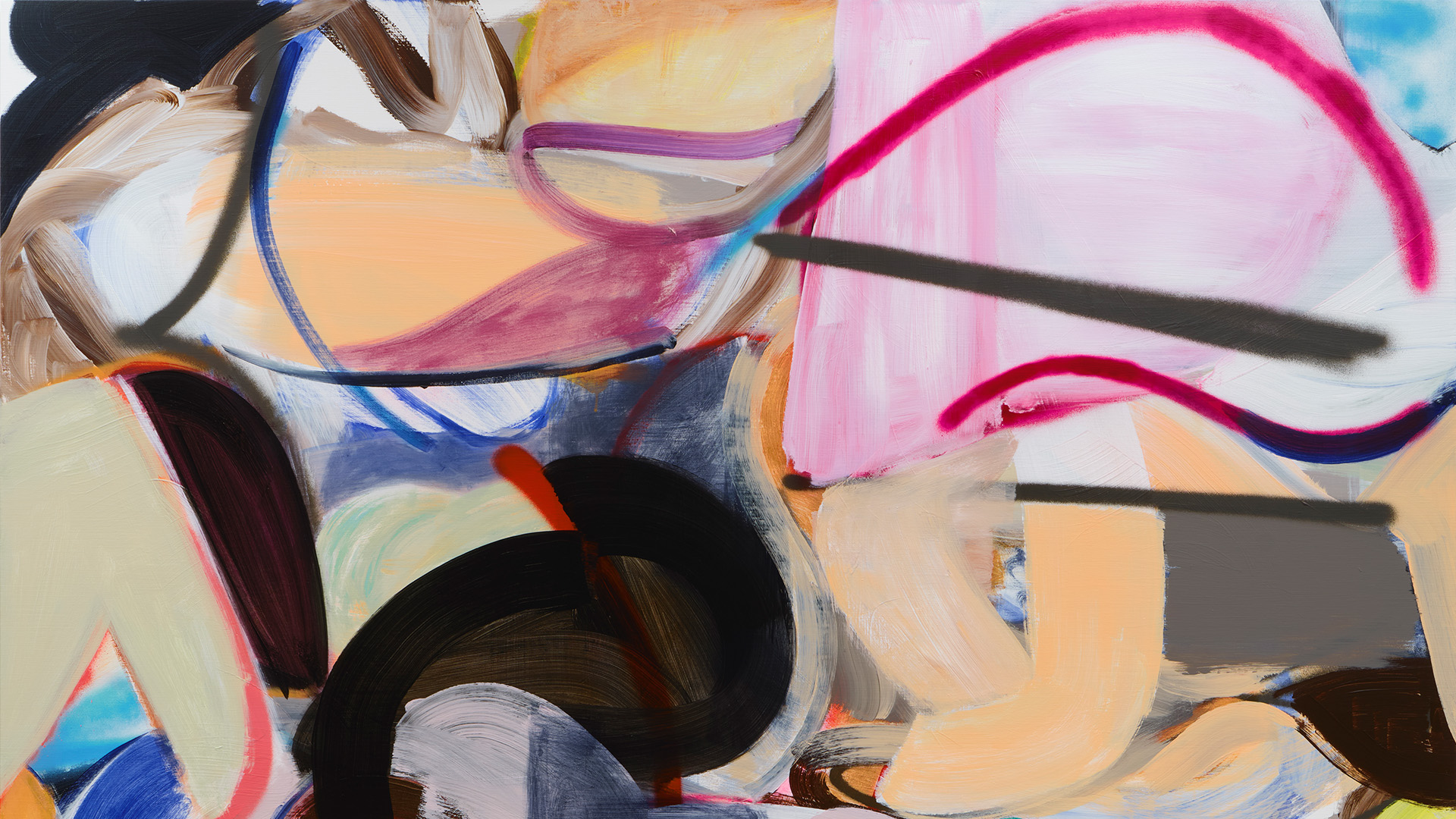 Liliane Tomasko Shapeshifter (reliving its verdant past), 2024 Acrylic, acrylic spray on linen / Acrylique, spray acrylique sur toile 193 x 193 cm