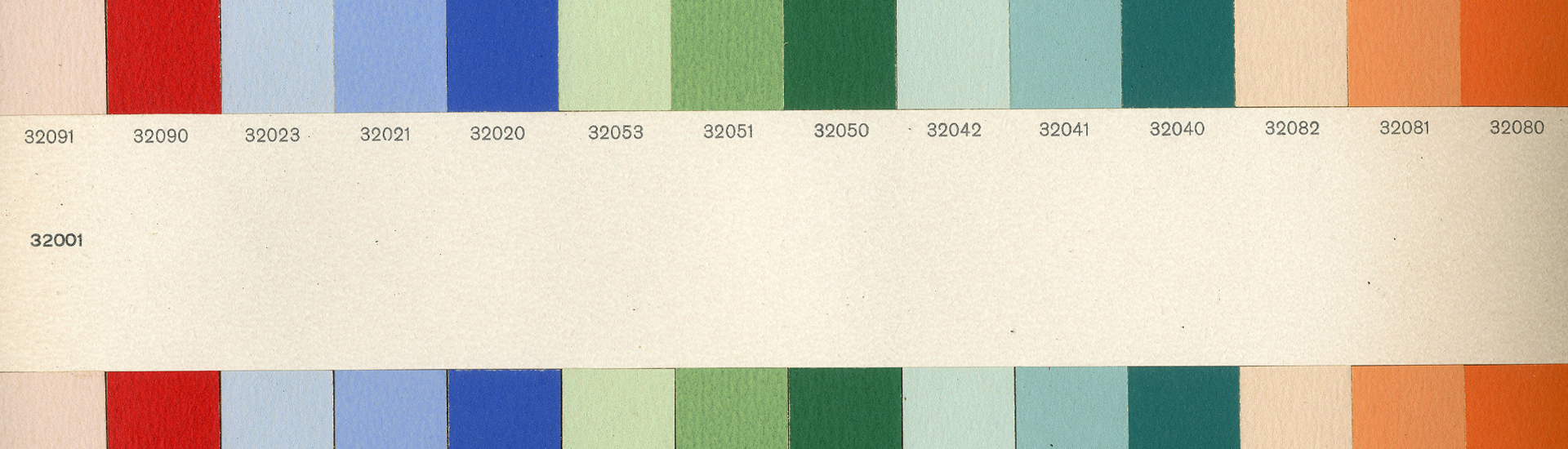 Clavier de couleur Salubra par Le Corbusier, édition de 1931. Le clavier présente une partie de la polychromie architecturale de Corbu.