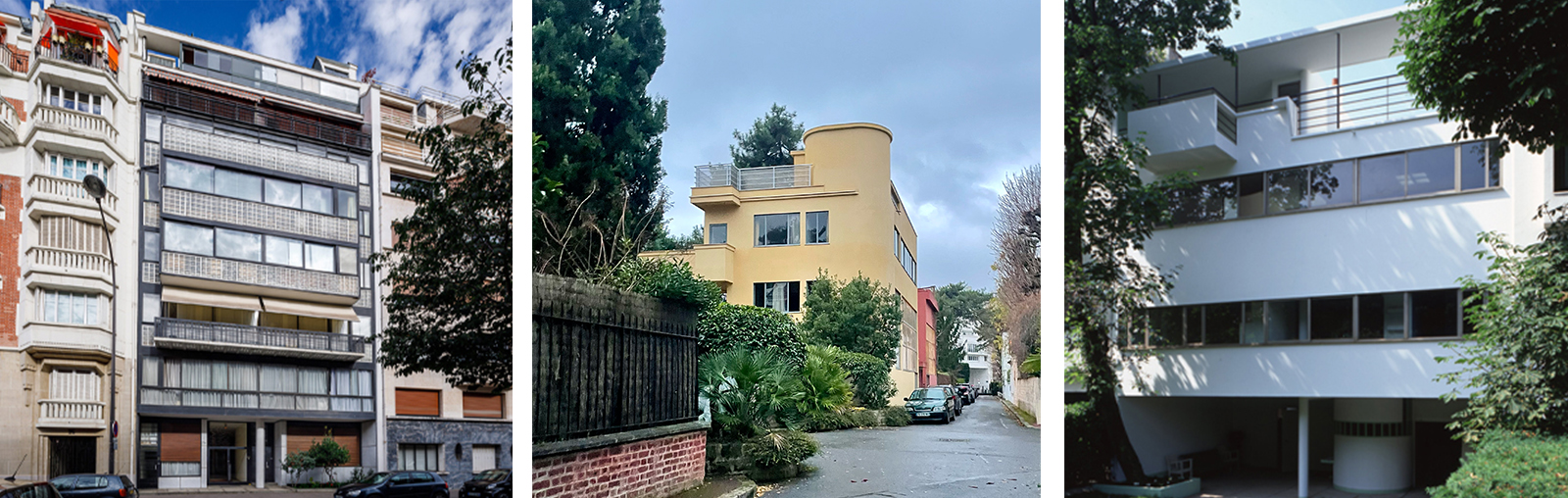 L'Immeuble Molitor de Le Corbusier à Paris et Boulogne, les villas Lipchitz-Miestchaninoff de Le Corbusier à Boulogne et la Villa Cook de Le Corbusier à Boulogne.